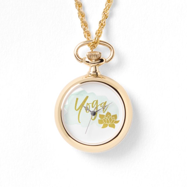 *~* Feminine Trendy Gold Glitzer Yoga Lotus Armbanduhr (Vorderseite)