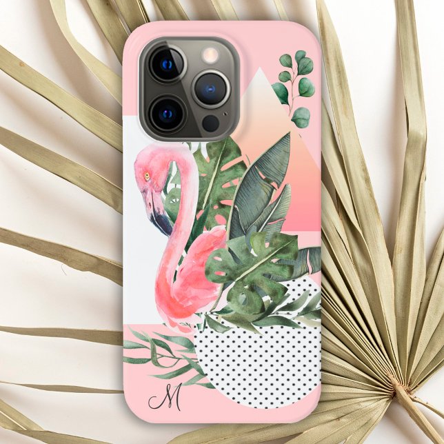 Feminine Tropischer Flamingo mit Monogramm Case-Mate iPhone Hülle (Von Creator hochgeladen)