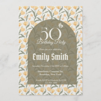 Feminine Tulip Floral 10Th Birthday Einladung