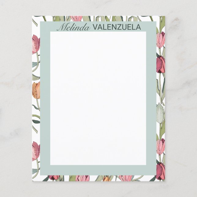 Feminine Tulip Floral Wasserfarbe Personalisiert (Vorderseite)