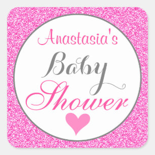 Feminine und glamouröse Prinzessin Hot Pink Glitte Quadratischer Aufkleber