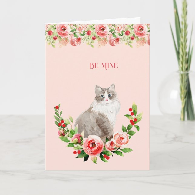 Feminine Valentine aus der Katze Rosa Bläschen Karte (Vorderseite)