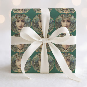 Feminine Vintage Nouveau Schönheit Geschenkpapier