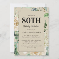Feminine Watercolor Floral 80. Geburtstagsparty
