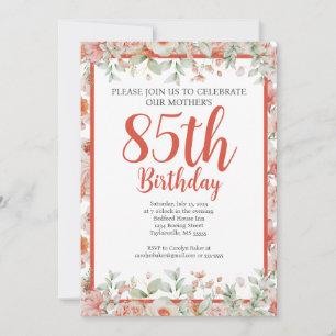 Feminine Watercolor Floral 85. Geburtstagsparty Einladung