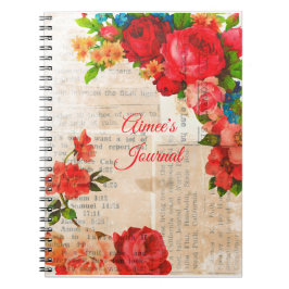 Feminine Watercolor Garden Blume Journal Notizblock