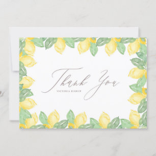 Feminine Watercolor Lemon Frame Wedding Vielen Dan Dankeskarte