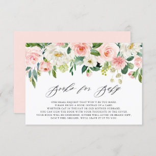 Feminine Watercolor Peach Florals Bücher für ein B Einladung
