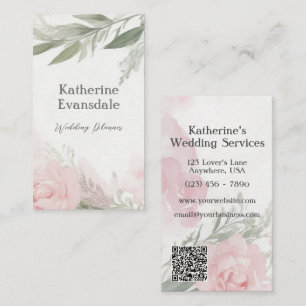 Feminine Watercolor Pink Peonies Wedding Planner Visitenkarte