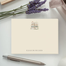 Feminine Watercolor Vintage Books and Wildflowers Post-it Klebezettel