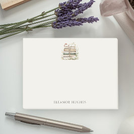 Feminine Watercolor Vintage Books and Wildflowers Post-it Klebezettel