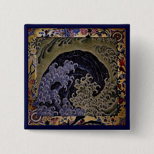 Feminine Wave, Hokusai japanische Kunstkunst Button