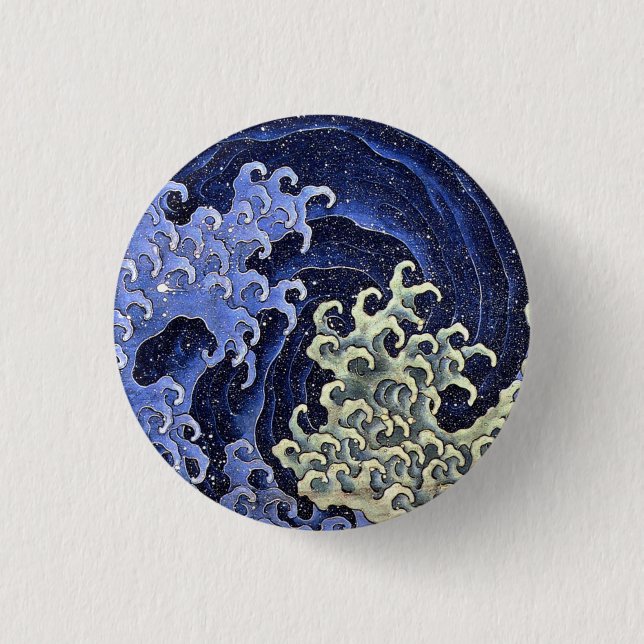 Feminine Wave Japanisch Vintag Katsushika Hokusai Button (Vorderseite)