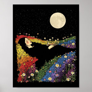 Feminine weibliche süße florale Regenbogenfarbe Poster