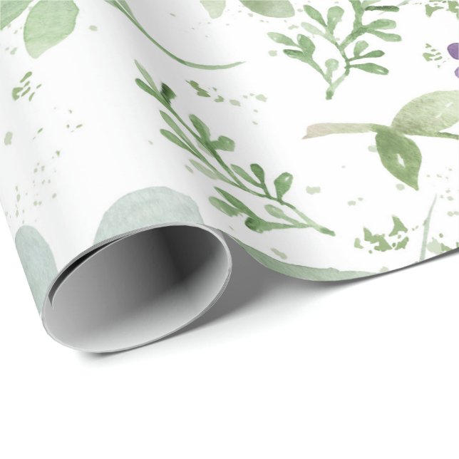 Feminine Wrapping Paper Green & Lavendel Geschenkpapier (Rolleneckpunkt)