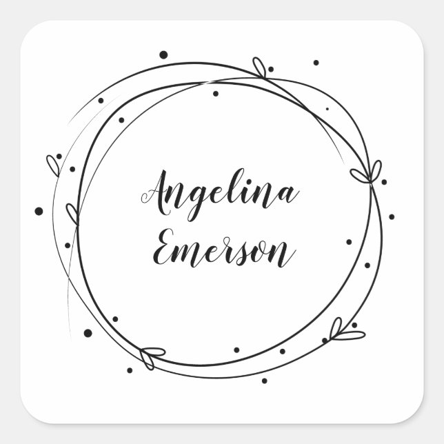 Feminine Wreath Handmade Schmuck Brushmetal Quadratischer Aufkleber (Vorderseite)