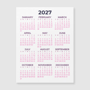 Femininer Einfacher Rosa 2027 Magnetkalender Magnetkarte