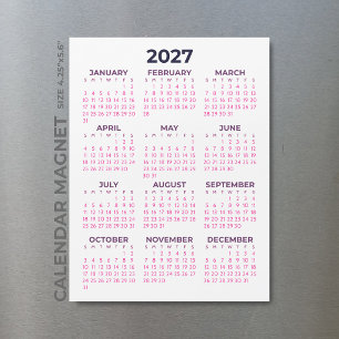 Femininer Einfacher Rosa 2027 Magnetkalender Magnetkarte