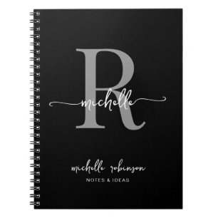 Femininer Eleganter Chic Schwarzes Graues Schrift  Notizblock