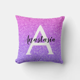 Femininer Glamour Ombre Lila Glitter Funkeln Monog Kissen