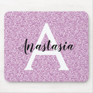 Femininer Glamour violetter Glitter Funkeln Monogr Mousepad