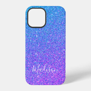 Femininer lila-blauer Glitter-Sparkle-Ombre-Name iPhone 12 Pro Hülle