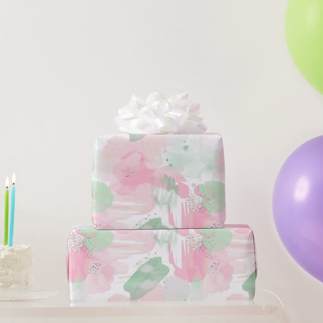 Femininer Mintgrüner Abstrakter Geburtstag Geschenkpapier (Partygeschenke)