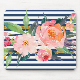 Femininer moderner Chic Wasserfarben Blumen -Strei Mousepad