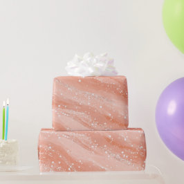 Femininer Pfirsich-Röte Weiß Glitter-Muster Geschenkpapier