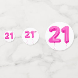 Femininer Rosa 21. Geburtstag Ballon Tisch Konfett Konfetti