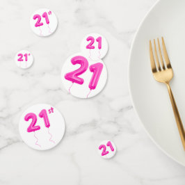 Femininer Rosa 21. Geburtstag Ballon Tisch Konfett Konfetti