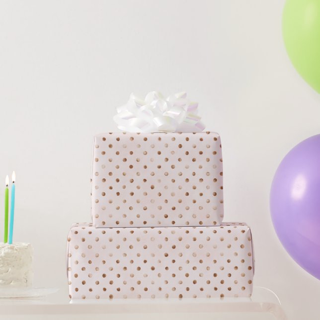 Femininer Rosa Brauner Punkte Geburtstag Geschenkpapier (Partygeschenke)