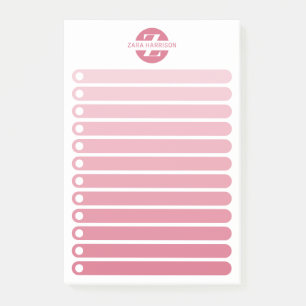 Femininer rosa Farbverlauf Monogramm To-Do-Liste Post-it Klebezettel