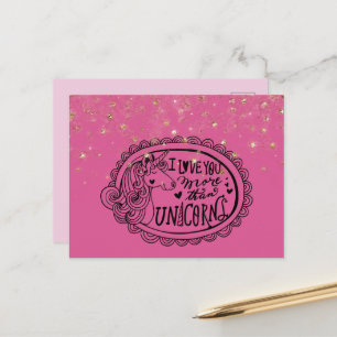 Femininer Rosa Gold Glitzer Konfetti Einhörner Lie Postkarte