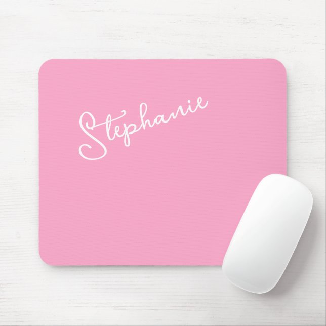 Femininer Rosa Minimalistischer Skript-Personalisi Mousepad (Mit Mouse)