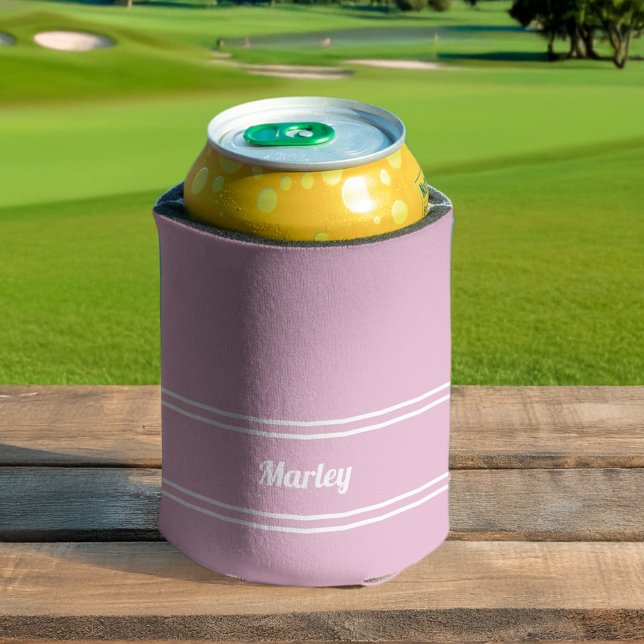 Femininer Rosa Moderner Minimaler Personalisierter Dosenkühler (Feminine Pink Modern Minimal Personalized Name Can Cooler)