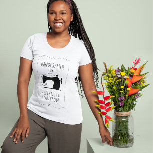 Femininer Vintage-Nähmaschine Handwerk Minimal T-Shirt