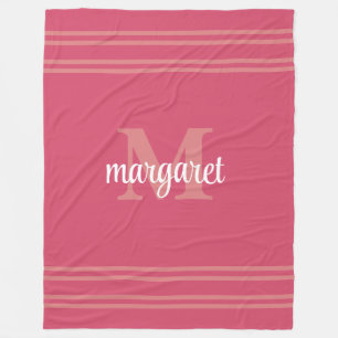 Feminines dunkelrosa Monogramm Name Fleece-Decke Fleecedecke