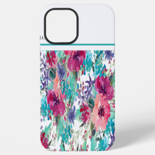 Feminines farbenfrohes Wasserfarben-Blumenmuster iPhone 12 Pro Max Hülle
