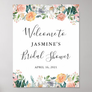 Feminines Gartrosen-Blumen-Hochzeitsdusche-Schild Poster
