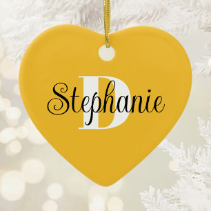 Feminines Gold-Schwarz-Weiß-Moderne-Monogrammfoto Keramik Ornament
