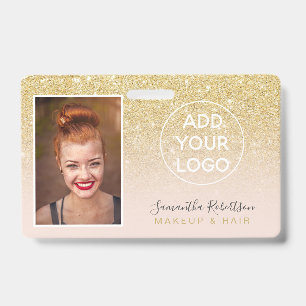 Feminines goldenes Glitter-Logo Mitarbeiter-Fotoau Ausweis