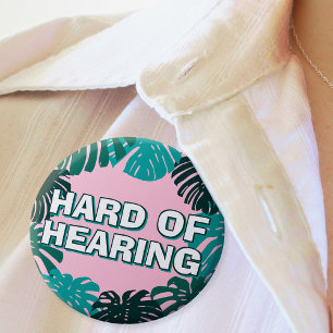 Feminines Grün Pink Tropische Blätter Schwerhörigk Button