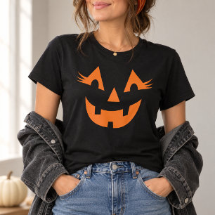 Feminines Jack O Lantern-Gesicht Damen Halloween T-Shirt
