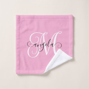 Feminines Kalligrafie-Monogramm Hellrosa Waschlappen