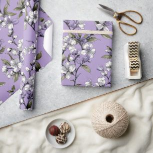 Feminines Lavendel-Flieder-Blüten-Blumenmuster Geschenkpapier