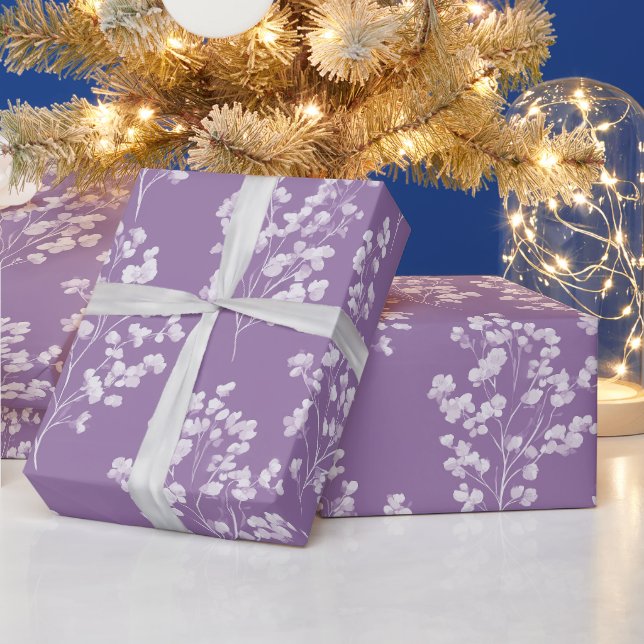 Feminines Lavendel Fliederblüten Blumenmuster Geschenkpapier (Feiertage)