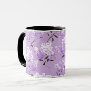 Feminines Lavendel Fliederblüten Blumenmuster Tasse