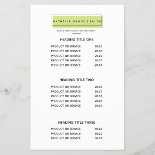 Feminines Logo Grün Salonpreise & Dienstleistu Flyer