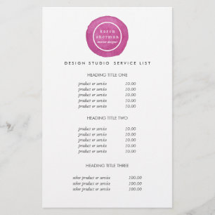 Feminines Logo Hot Pink Preise & Dienstleistunge Flyer
